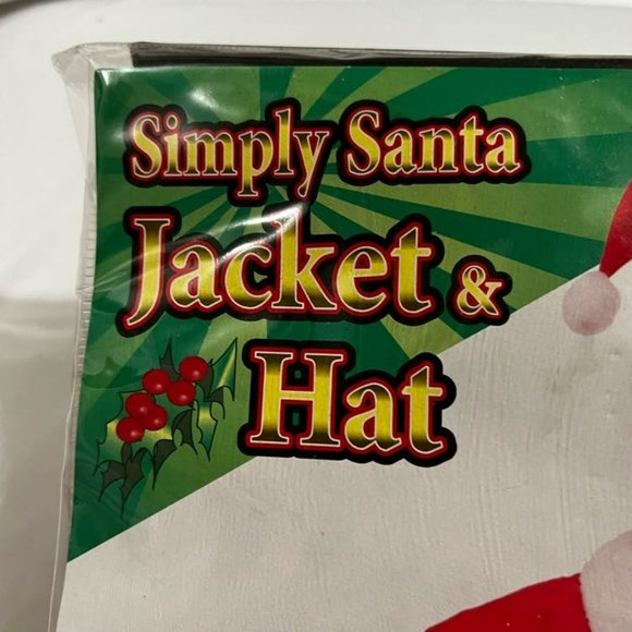 Simply Santa Suited Jacket & Hat Adult Costume One Size fits most up to Size 42 - Picture 2 of 11